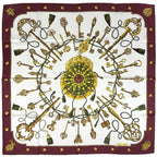 Hermes Carre 90 Key Pattern Scarf Silk Ivory Multicolor