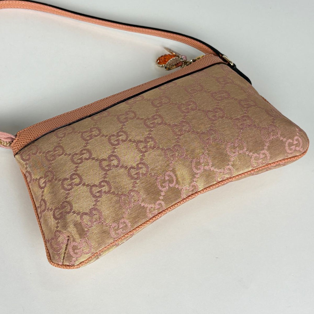 Gucci Pouch GG Pattern Bee Canvas Pink — view 2