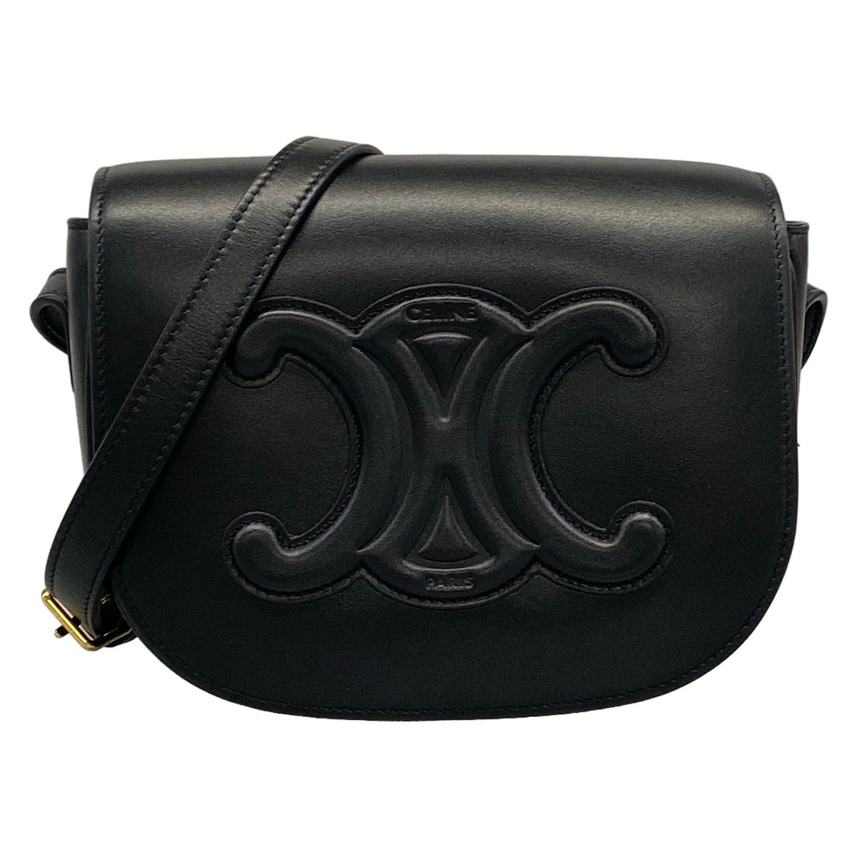 Celine Shoulder Bag Folco Cuir Triomphe Black