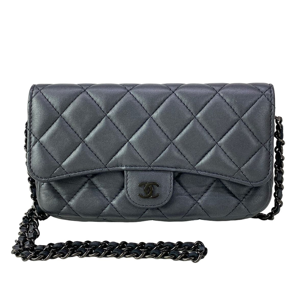 Chanel Wallet Quilted Black Chain So Lambskin Shoulder
