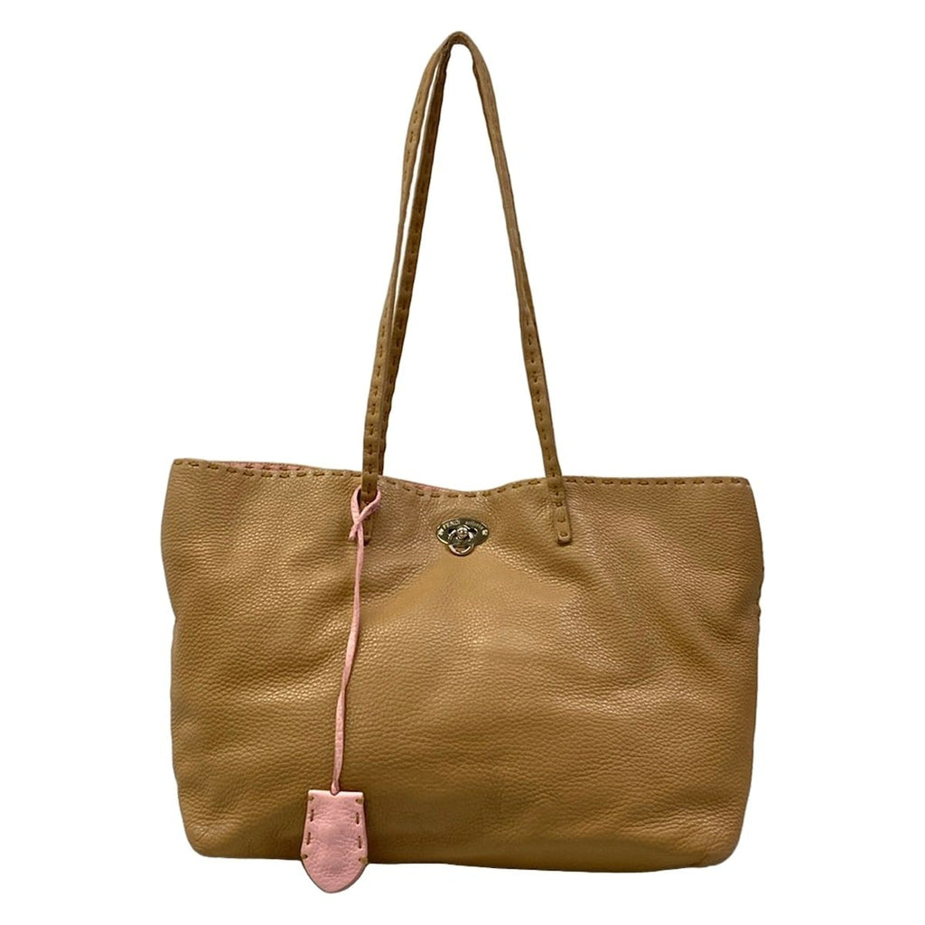 Fendi Shoulder Bag Small Carlaselleria Beige Pink Leather