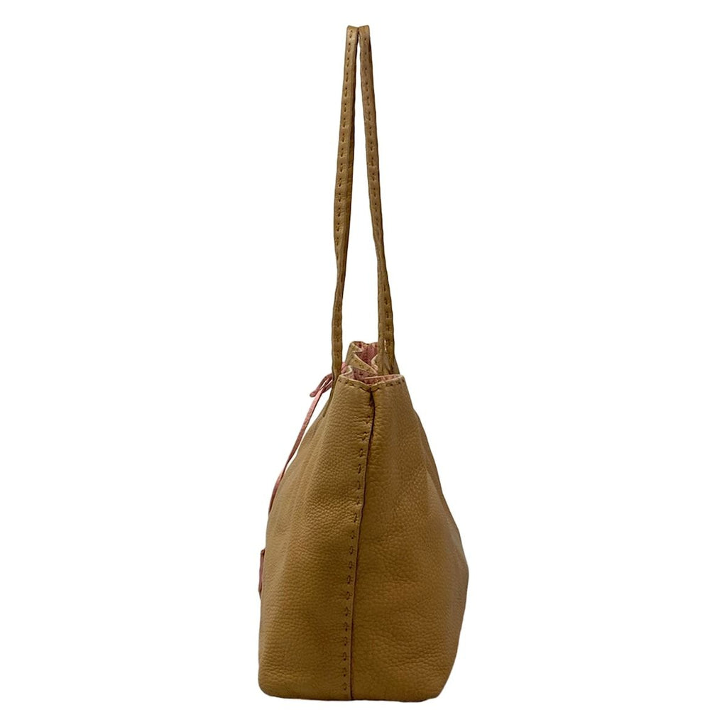 Fendi Shoulder Bag Small Carlaselleria Beige Pink Leather — view 4
