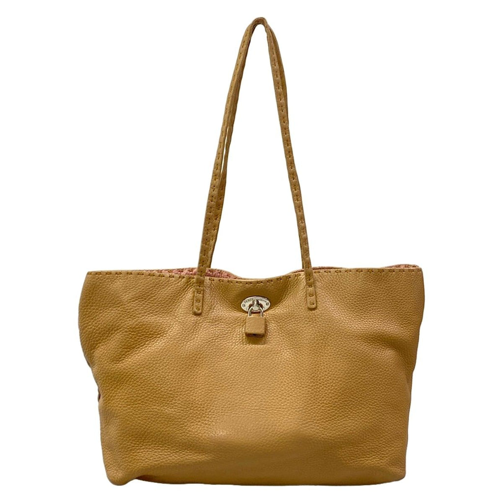 Fendi Shoulder Bag Small Carlaselleria Beige Pink Leather — view 3