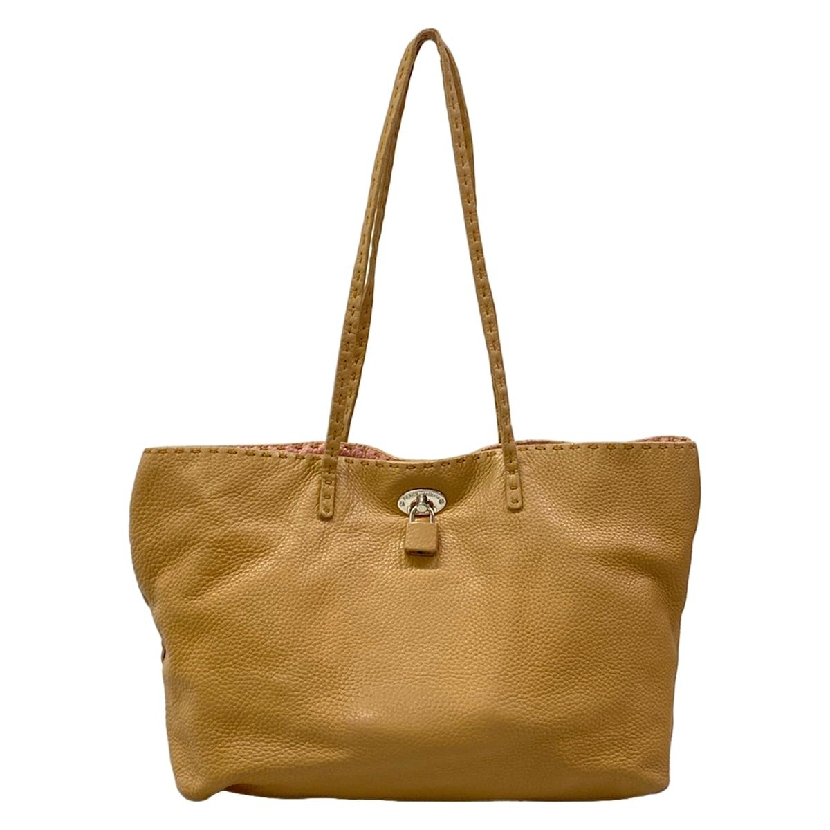Fendi Shoulder Bag Small Carlaselleria Beige Pink Leather — view 3