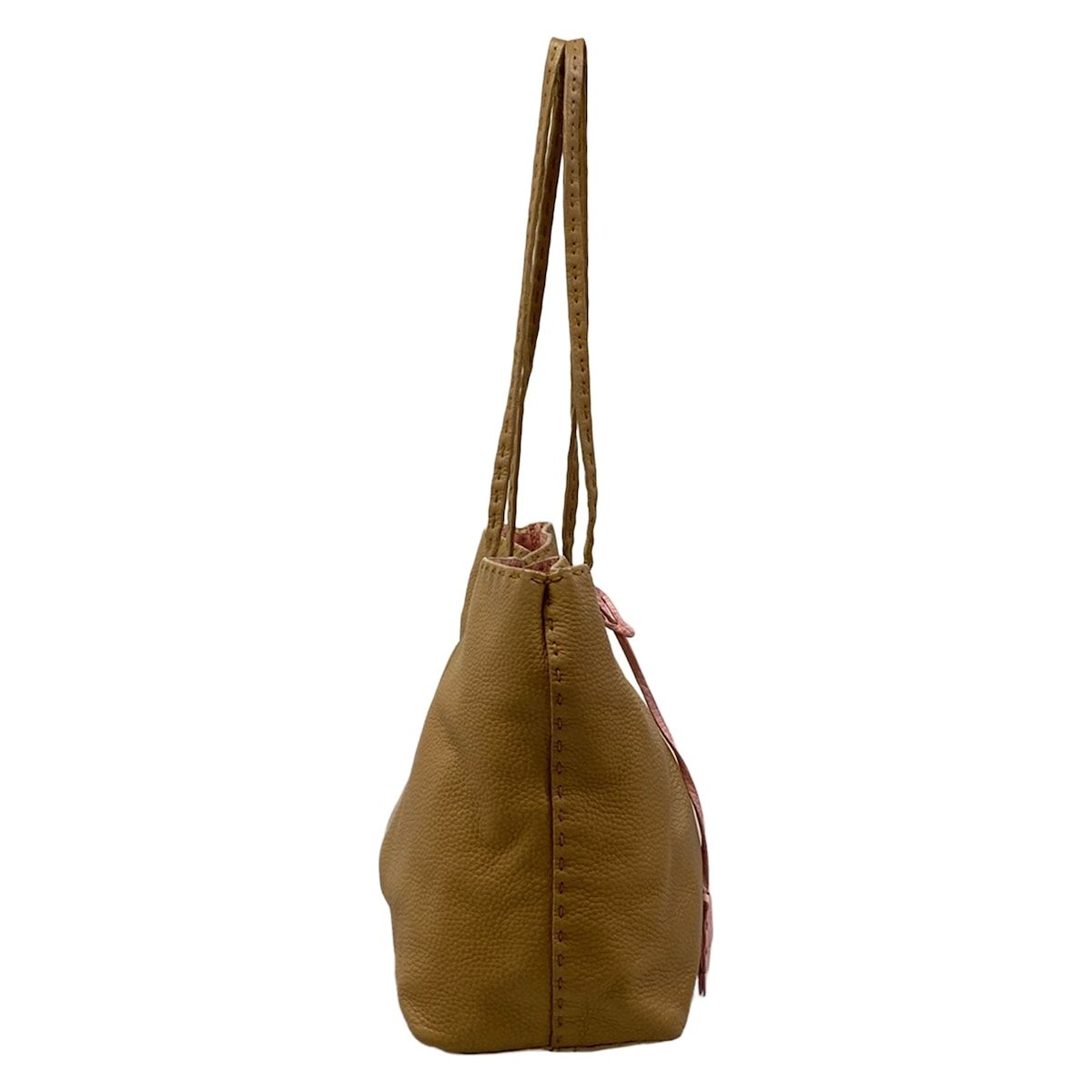 Fendi Shoulder Bag Small Carlaselleria Beige Pink Leather — view 2