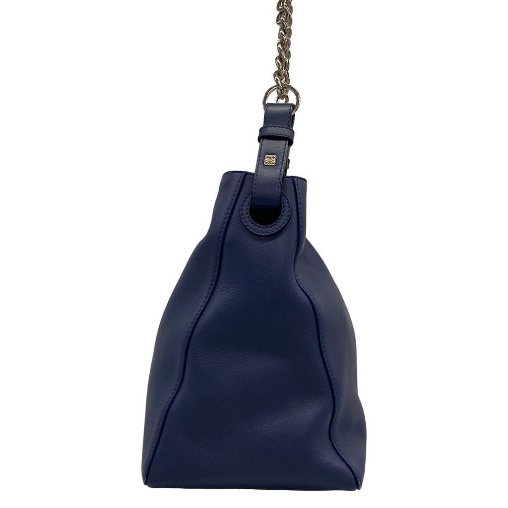 Loewe Shoulder Bag Bucket Chain Navy Leather — view 2