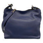 Loewe Shoulder Bag Bucket Chain Navy Leather