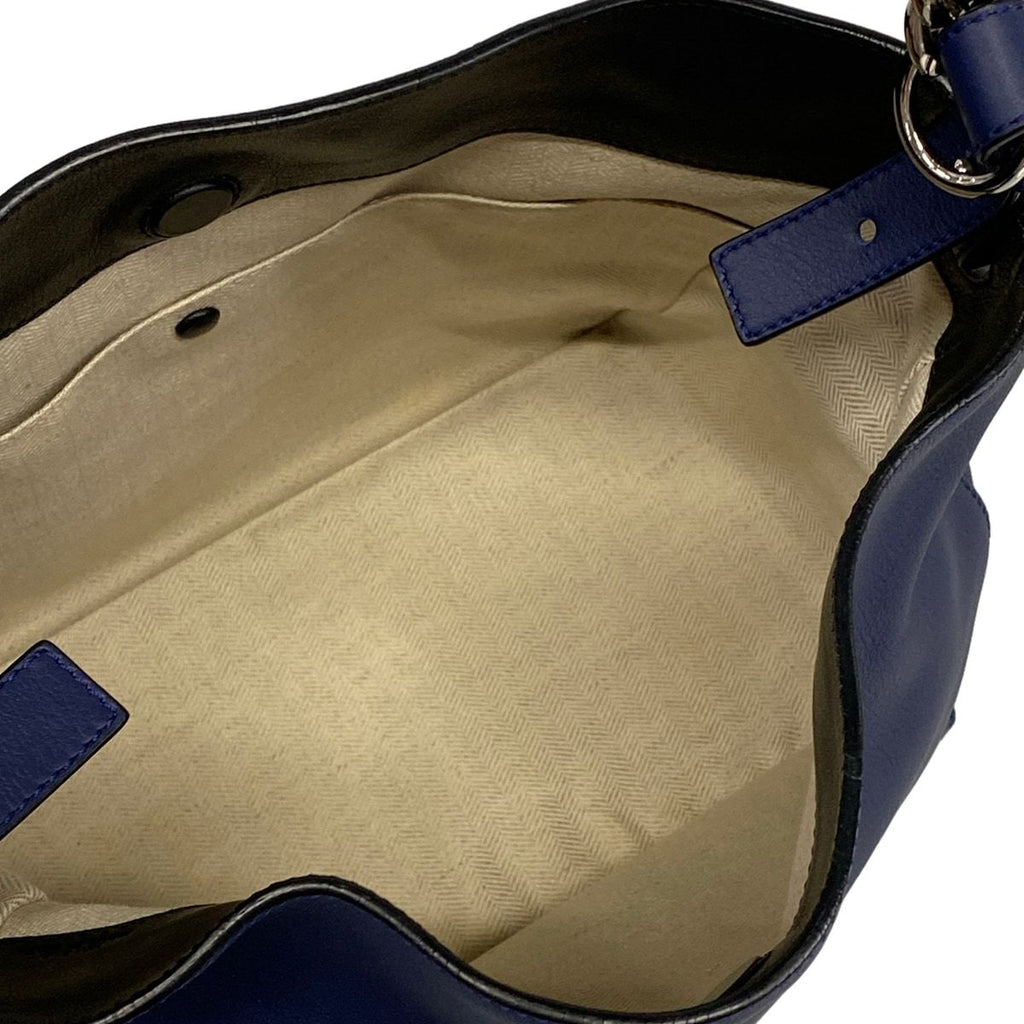 Loewe Shoulder Bag Bucket Chain Navy Leather — view 7