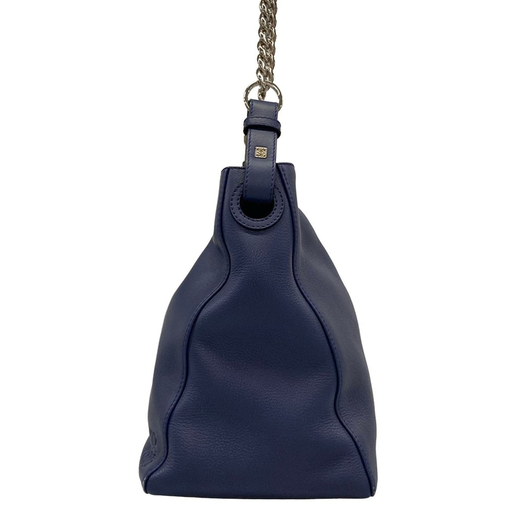 Loewe Shoulder Bag Bucket Chain Navy Leather — view 4