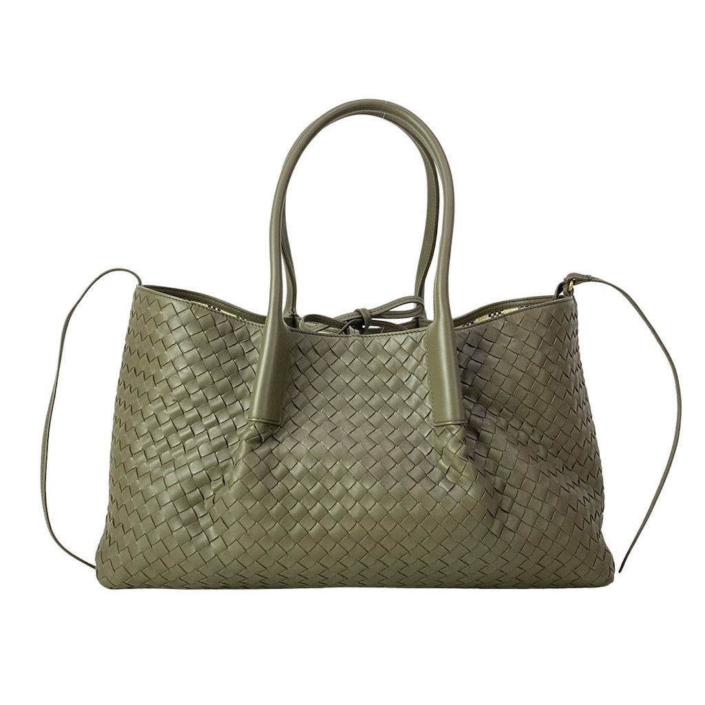 Bottega Veneta Tote Large Pinacoteca Khaki Plaid Reversible Leather — view 3