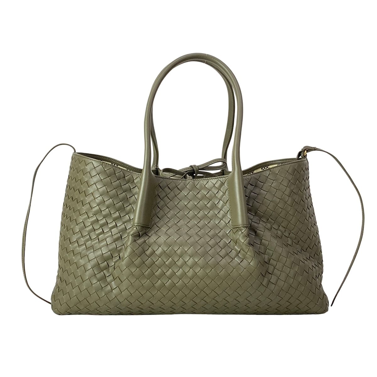 Bottega Veneta Tote Large Pinacoteca Khaki Plaid Reversible Leather — view 3