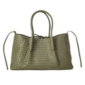 Bottega Veneta Tote Large Pinacoteca Khaki Plaid Reversible Leather