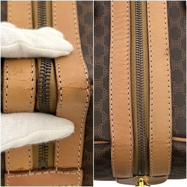 Celine Bostonline Boston Bag Mcadam Leather Brown — view 6