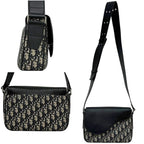 Dior Shoulder Bag Saddle Small Oblique Canvas Leather Black — view 2