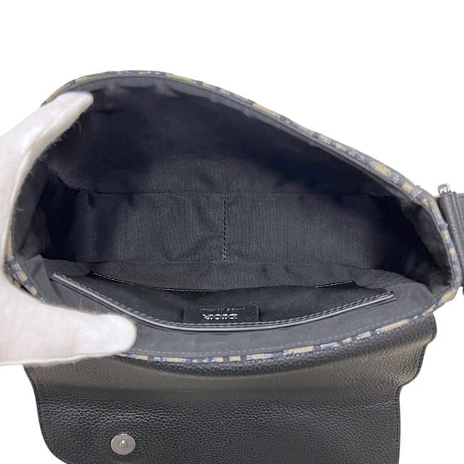 Dior Shoulder Bag Saddle Small Oblique Canvas Leather Black — view 4