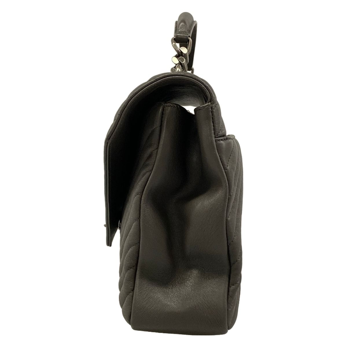 Saint Laurent Paris Handbag Classic Monogram Gray Silver Leather — view 4