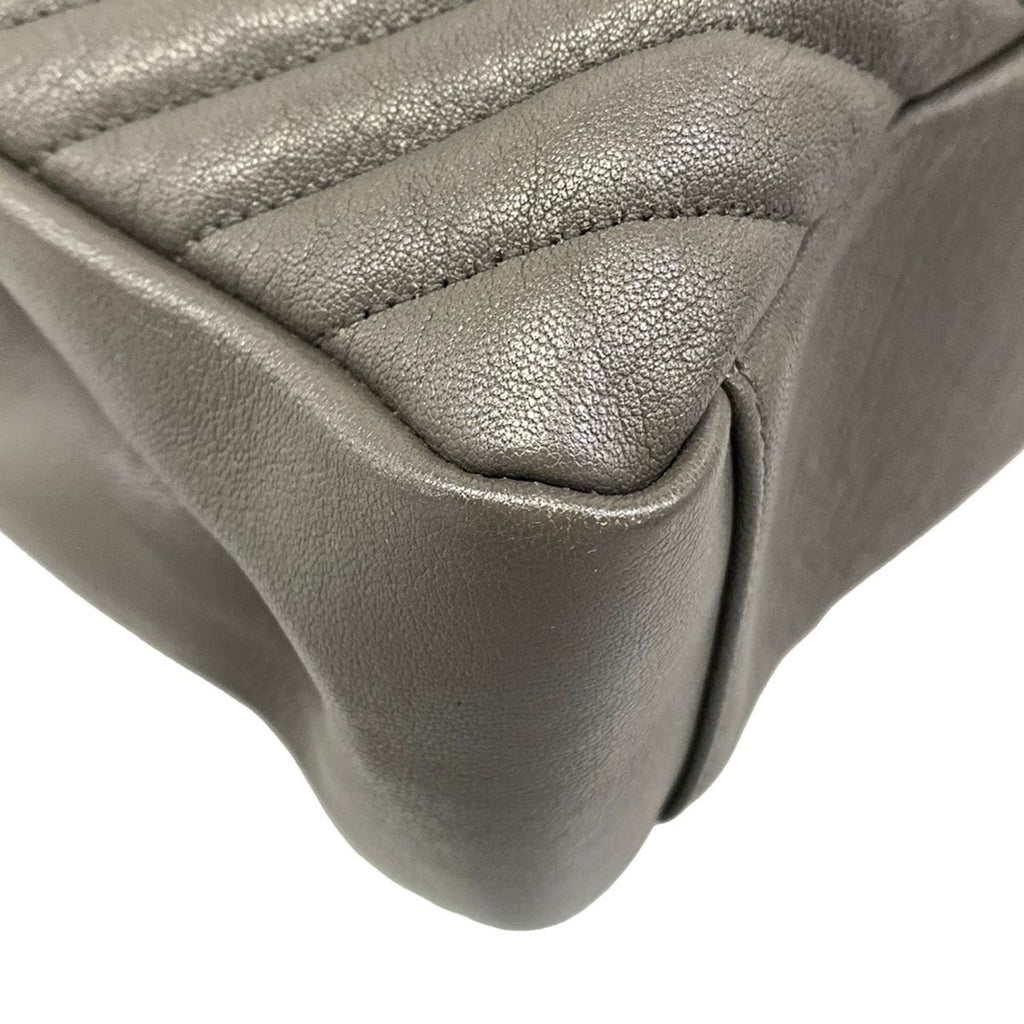 Saint Laurent Paris Handbag Classic Monogram Gray Silver Leather — view 6