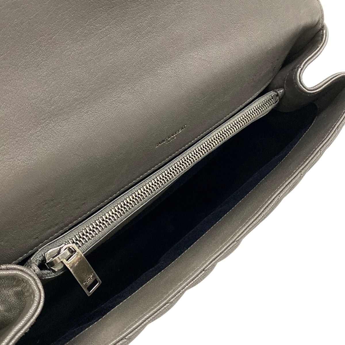 Saint Laurent Paris Handbag Classic Monogram Gray Silver Leather — view 7