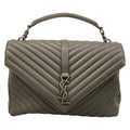 Saint Laurent Paris Handbag Classic Monogram Gray Silver Leather