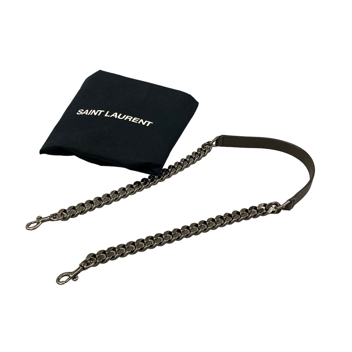 Saint Laurent Paris Handbag Classic Monogram Gray Silver Leather — view 8