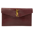 Saint Laurent Paris Clutch Bordeaux Croco