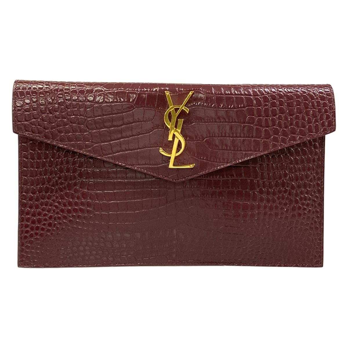 Saint Laurent Paris Clutch Bordeaux Croco