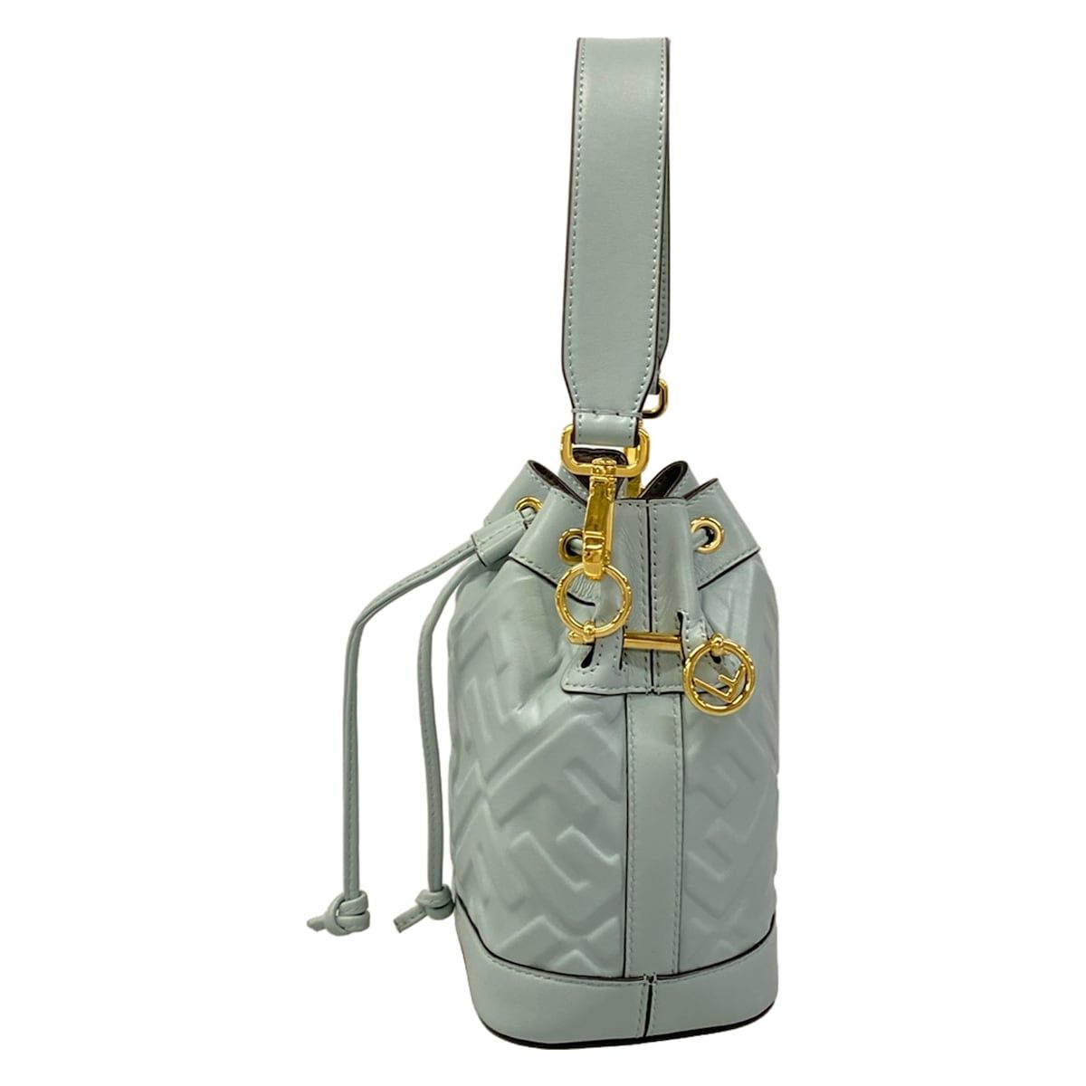 Fendi Handbag Mon Tresor Light Blue Embossed Leather — view 4