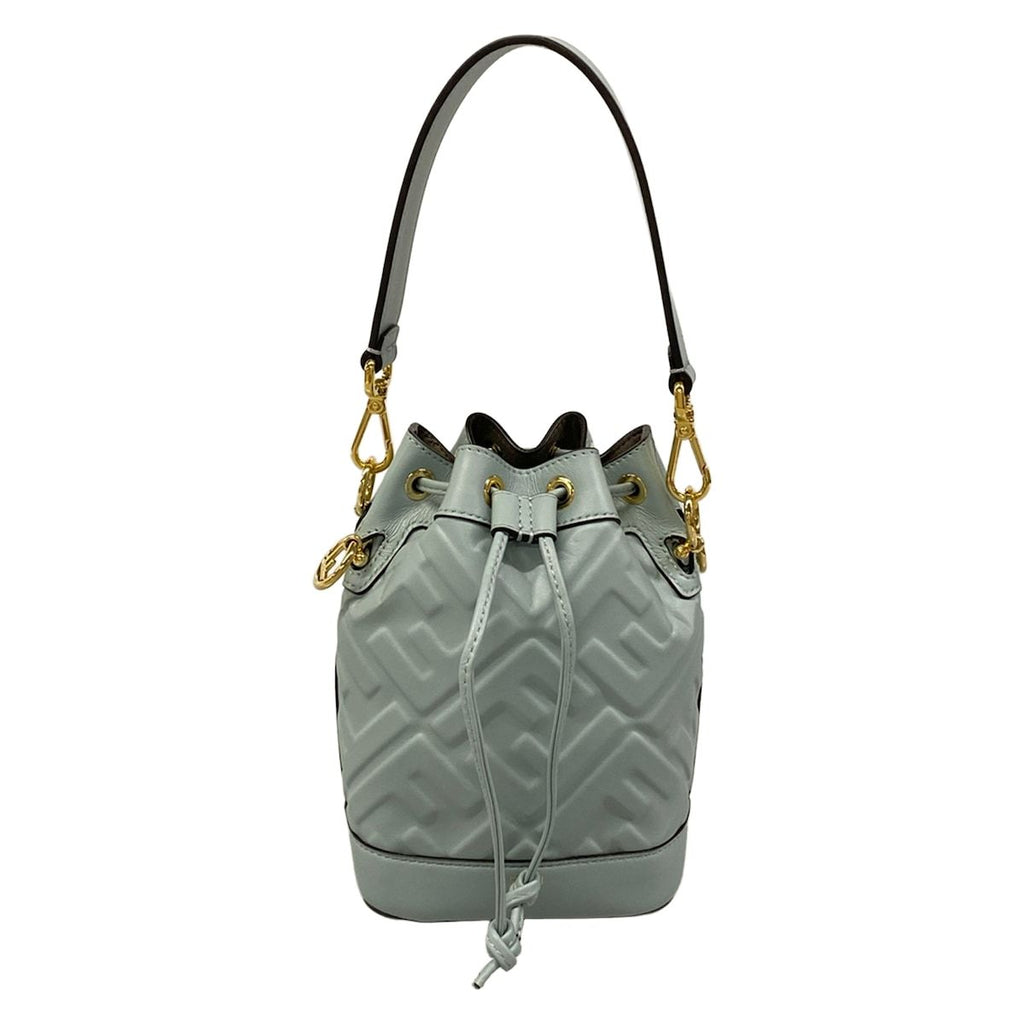 Fendi Handbag Mon Tresor Light Blue Embossed Leather