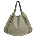 Gucci Tote Horsebit Guccissima Line Gray Beige Braided Leather