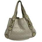 Gucci Tote Horsebit Guccissima Line Gray Beige Braided Leather — view 3