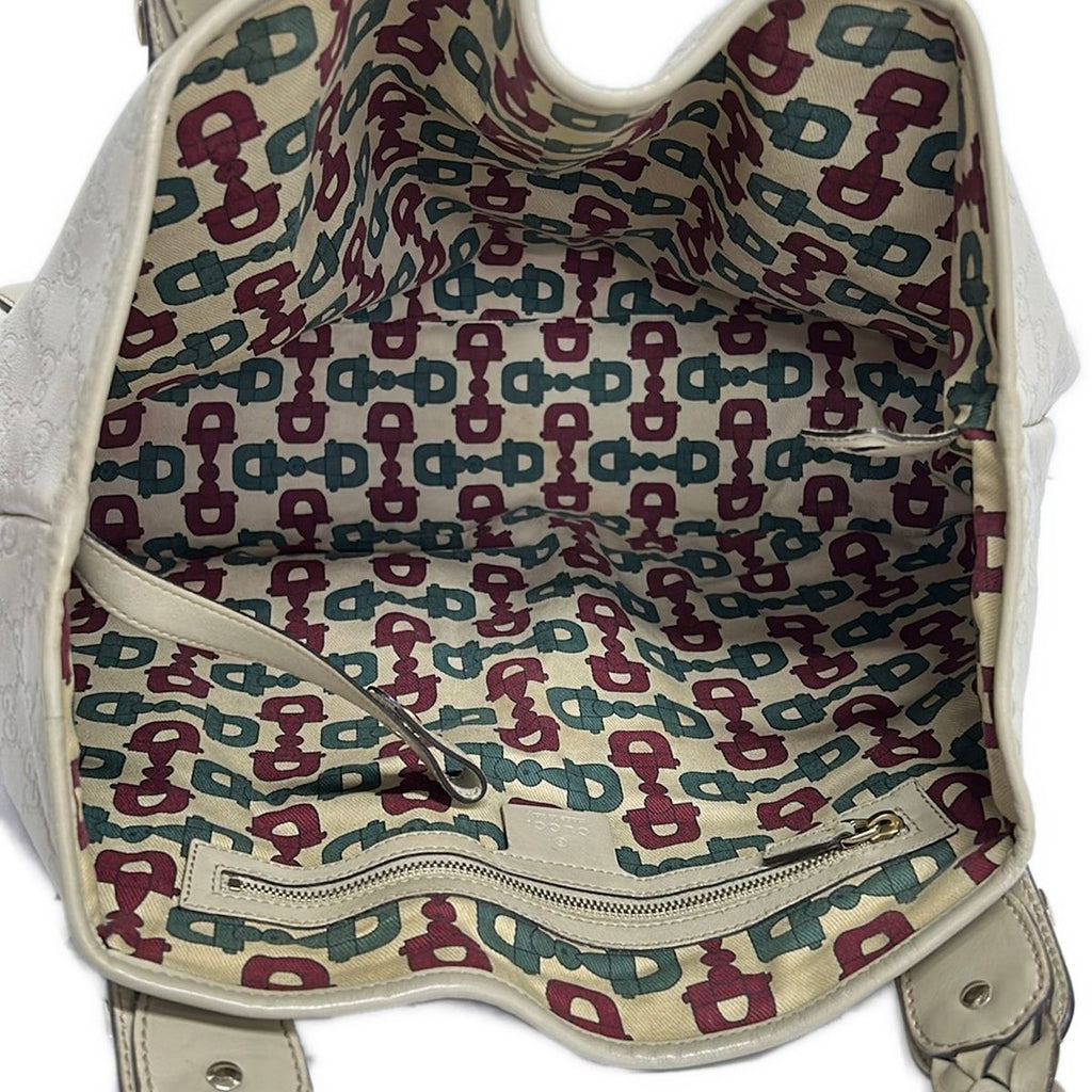 Gucci Tote Horsebit Guccissima Line Gray Beige Braided Leather — view 7