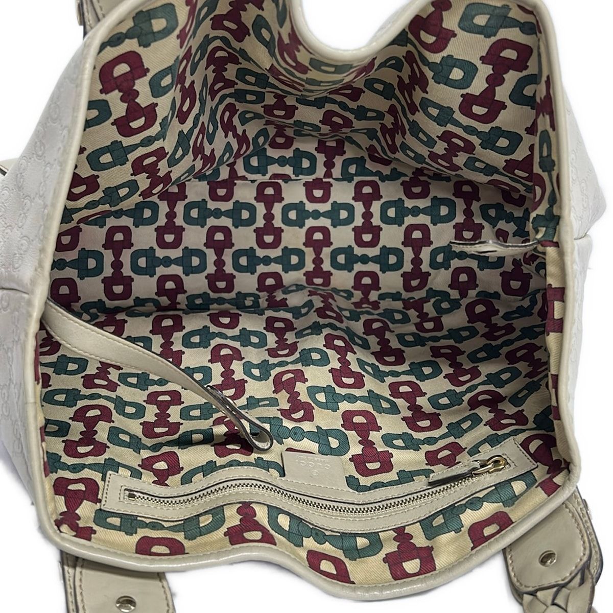 Gucci Tote Horsebit Guccissima Line Gray Beige Braided Leather — view 7