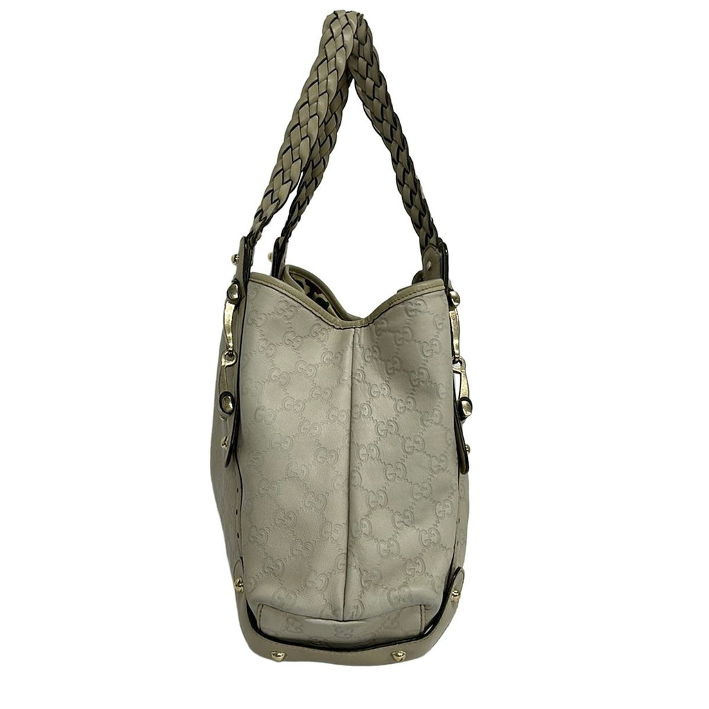 Gucci Tote Horsebit Guccissima Line Gray Beige Braided Leather — view 2