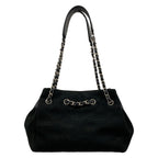 Chanel Tote Stitch Black Silver Chain Shoulder Lambskin — view 3