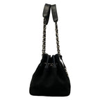 Chanel Tote Stitch Black Silver Chain Shoulder Lambskin — view 2