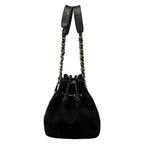 Chanel Tote Stitch Black Silver Chain Shoulder Lambskin — view 4