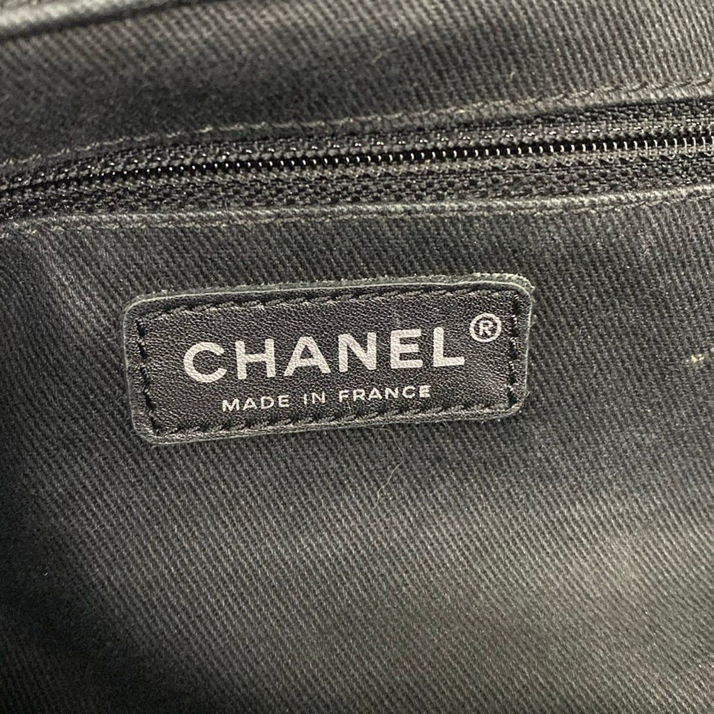 Chanel Tote Stitch Black Silver Chain Shoulder Lambskin — view 8