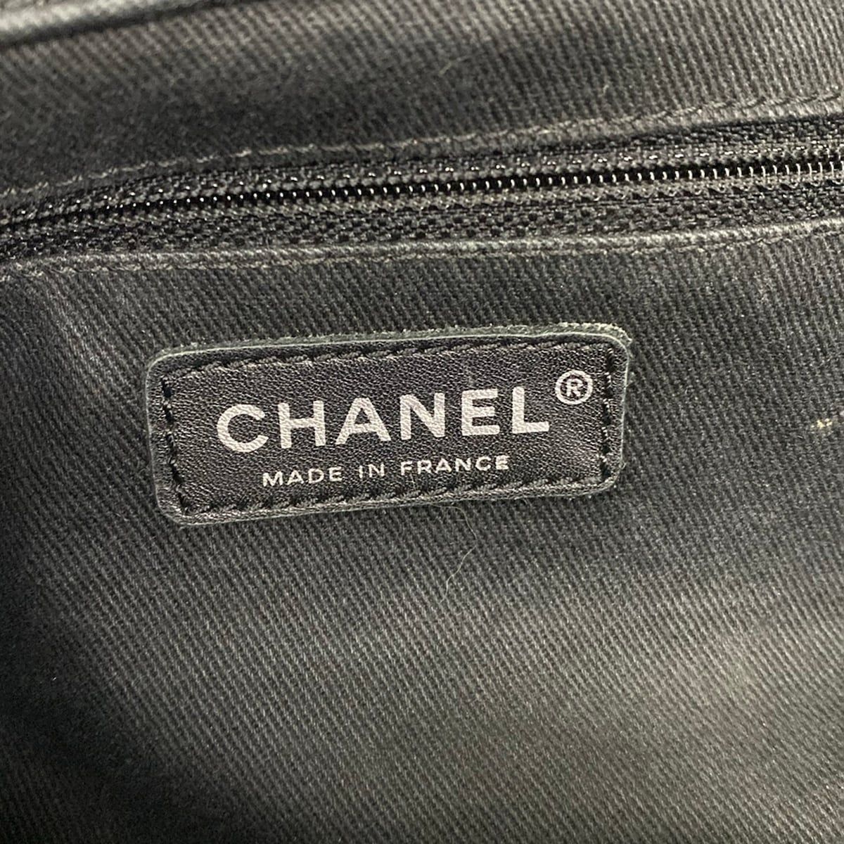 Chanel Tote Stitch Black Silver Chain Shoulder Lambskin — view 8