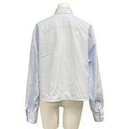 Chanel Long Sleeve Shirt Blouse 38 M White Light Blue Dark Navy Cotton — view 2
