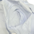 Chanel Long Sleeve Shirt Blouse 38 M White Light Blue Dark Navy Cotton — view 8