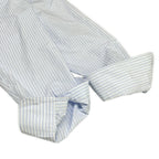 Chanel Long Sleeve Shirt Blouse 38 M White Light Blue Dark Navy Cotton — view 7