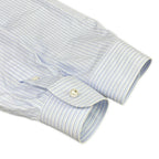 Chanel Long Sleeve Shirt Blouse 38 M White Light Blue Dark Navy Cotton — view 6
