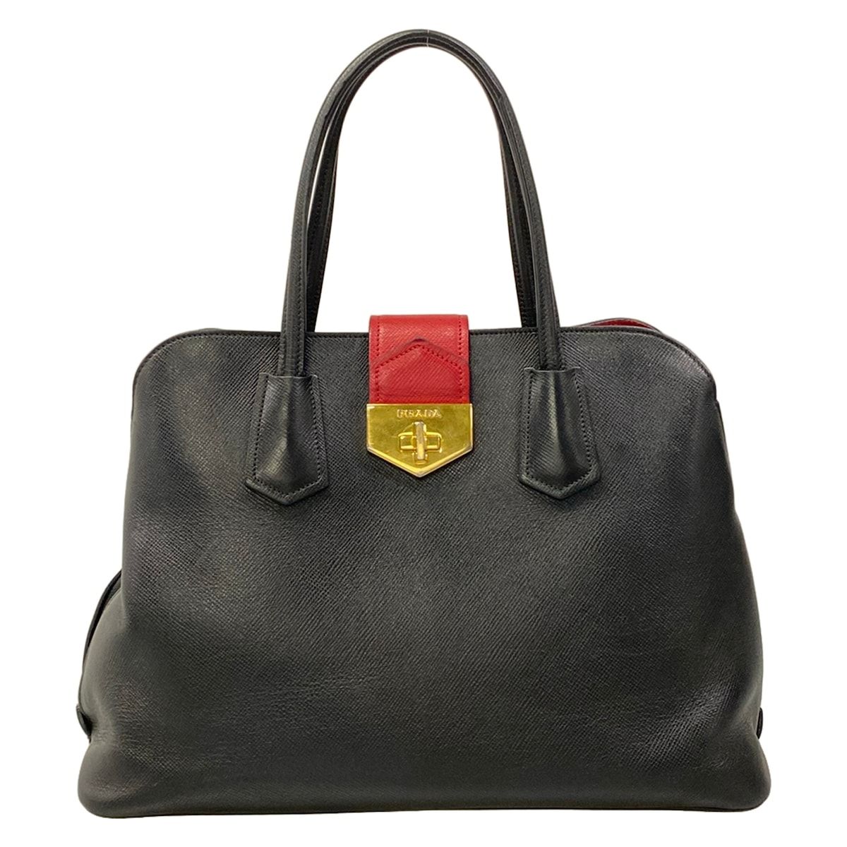 Prada Handbag Black Red Leather