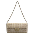 Chanel Shoulder Bag New Travel Line Beige White Chain Matte Silver Flap Leather