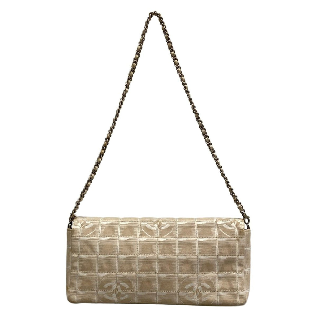 Chanel Shoulder Bag New Travel Line Beige White Chain Matte Silver Flap Leather — view 3