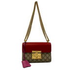 Gucci Shoulder Bag Padlock Small GG Supreme Beige Dark Brown Multi Chain Leather