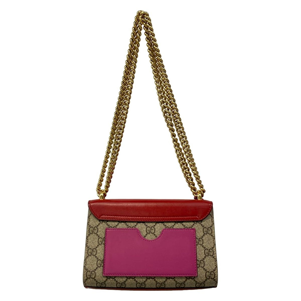 Gucci Shoulder Bag Padlock Small GG Supreme Beige Dark Brown Multi Chain Leather — view 3