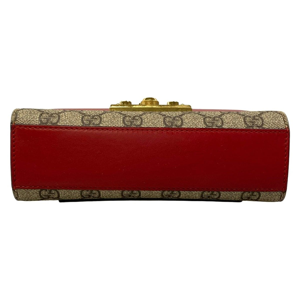 Gucci Shoulder Bag Padlock Small GG Supreme Beige Dark Brown Multi Chain Leather — view 5