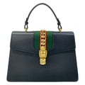 Gucci Handbag Sylvie Dark Navy Green Red Leather