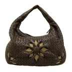 Bottega Veneta Handbag Bag Dark Brown Beige Flower Leather — view 3